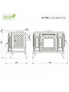 Poêle à bois sur pied P7 ECO 10,5 kw Chargement frontal et latéral – Image 9